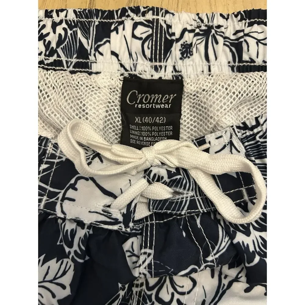 Swim Shorts 40-42 XL Resort Wear Beach Lounge Dad 90s Swim Trunks Blue